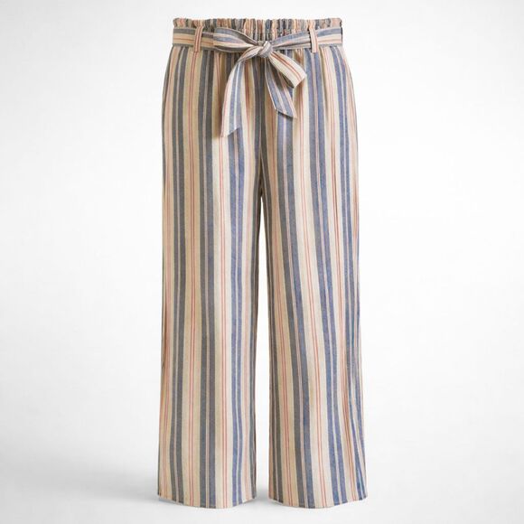 Knox Rose Pants - Knox Rose Multicolor Striped Linen Cotton Blend Wide Leg Pants